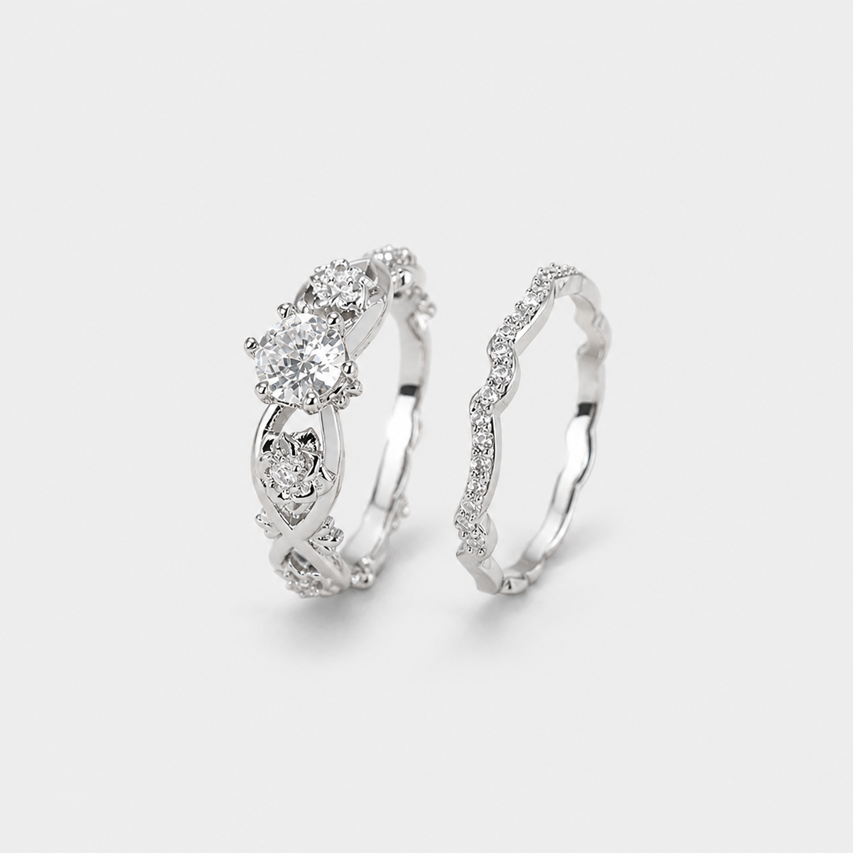 Twilight Vine Ring Set on light gray studio background