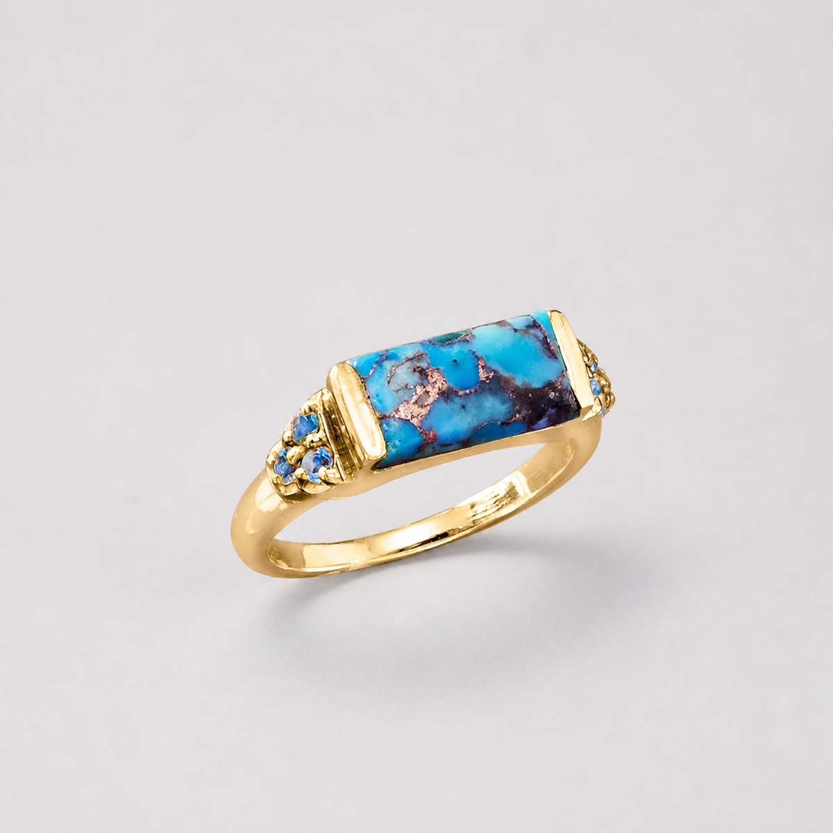 Turquoise Bar Gold Statement Ring