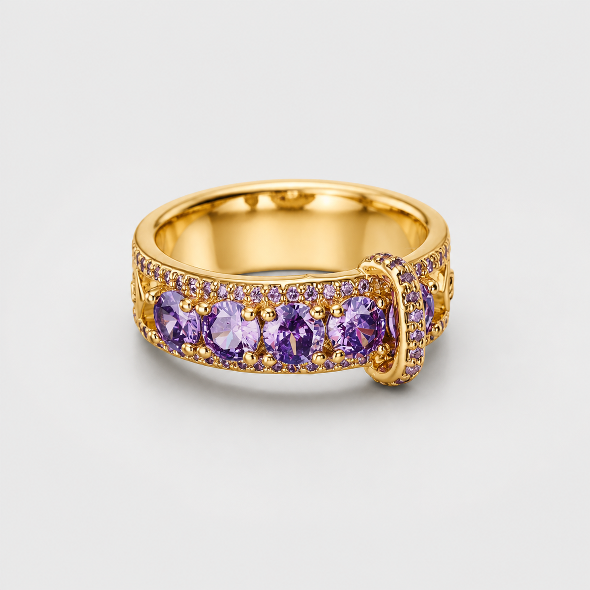 Lavender Charm Halo Statement Ring on light gray studio background