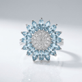 Topaz Flower Silver Ring