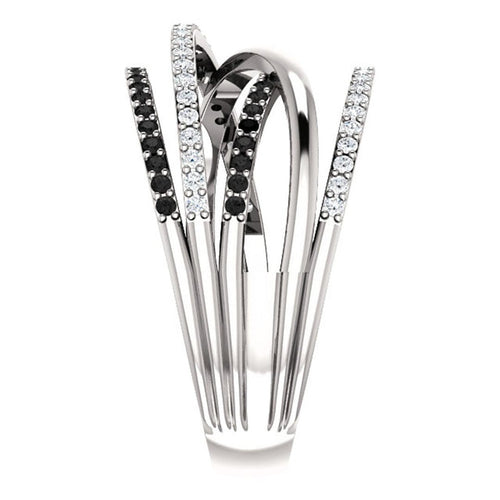 Black White Crossover Statement Ring