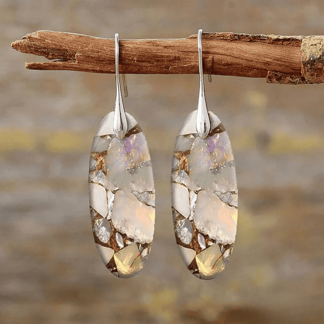 Vintage Oval Stone Earrings