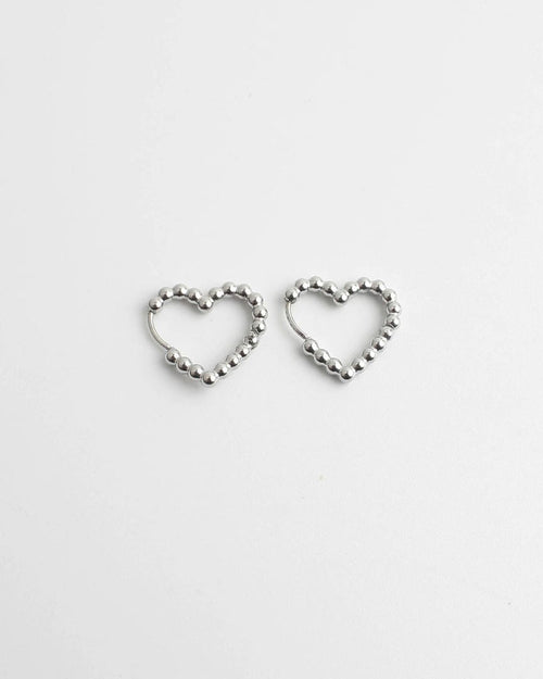 Beaded Heart Hoop Earrings