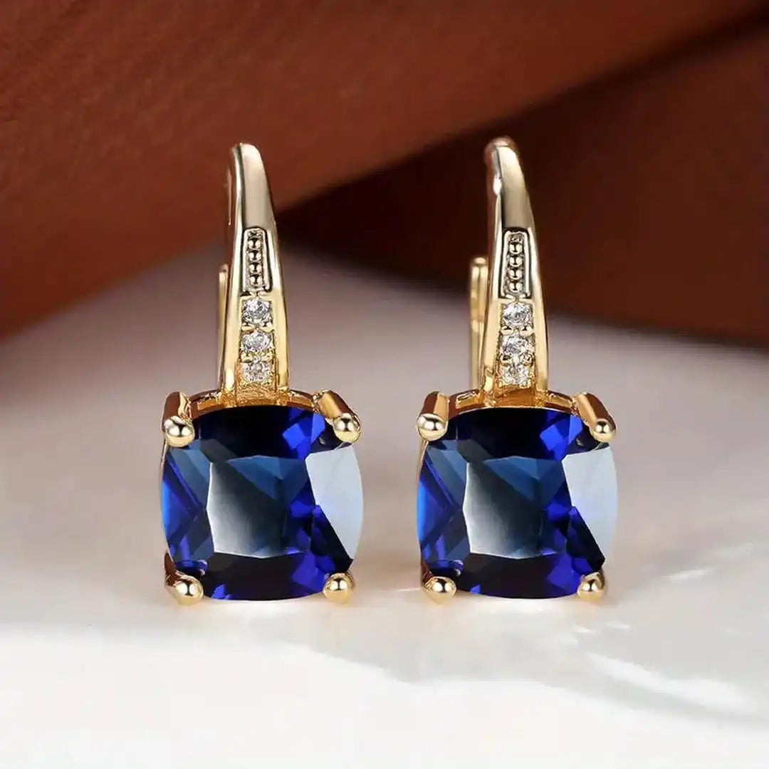 Mystic Sapphire Stone Hoop Earrings