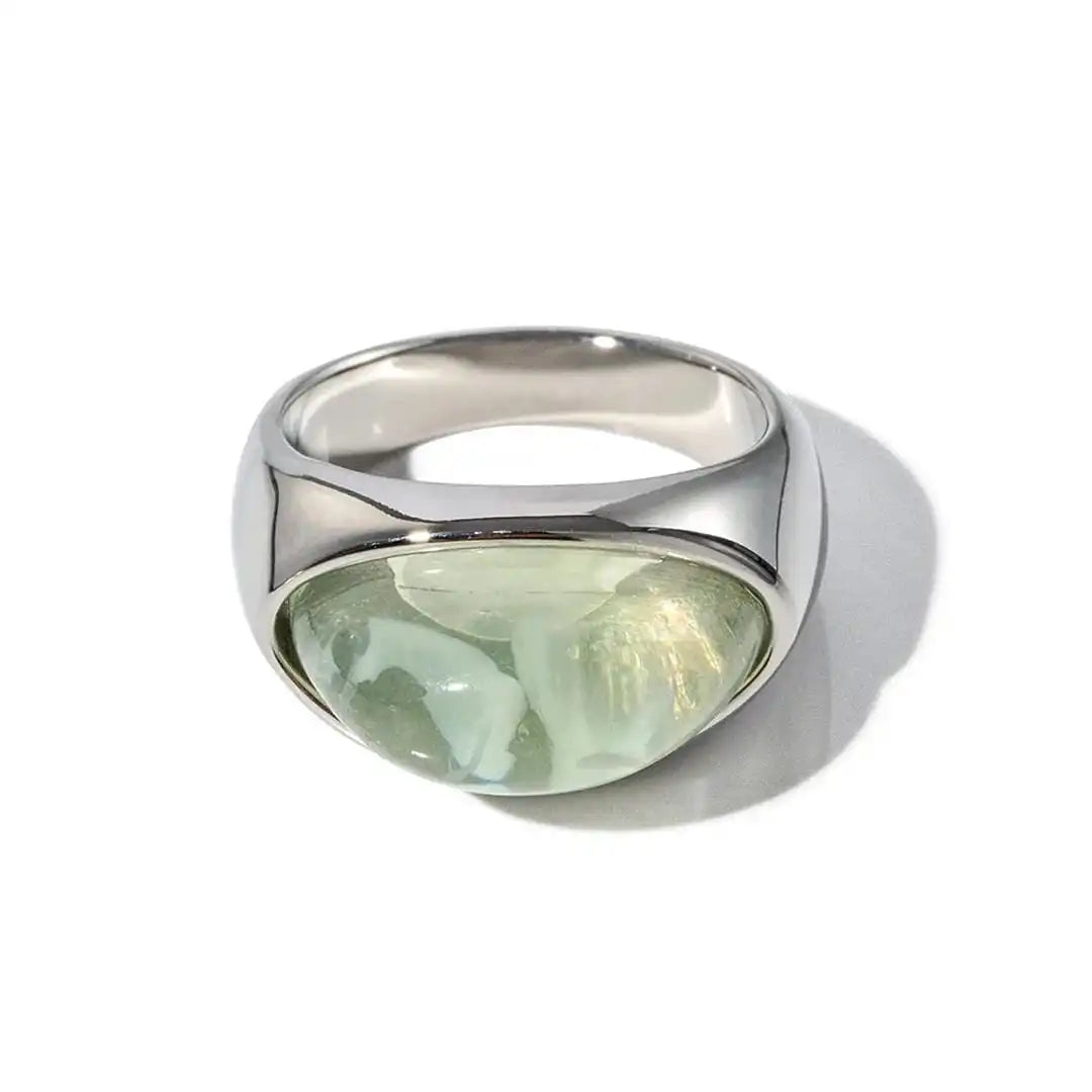 Chunky Half Gemstone Dome Rings