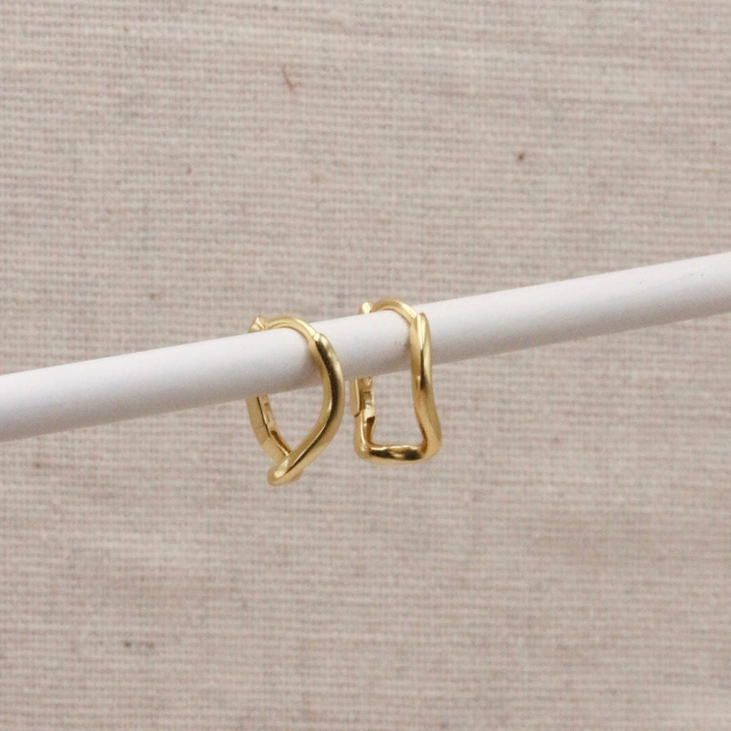 Gold Abstract Wave Hoops