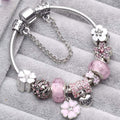 Elegant Pink Vintage Silver Bracelet
