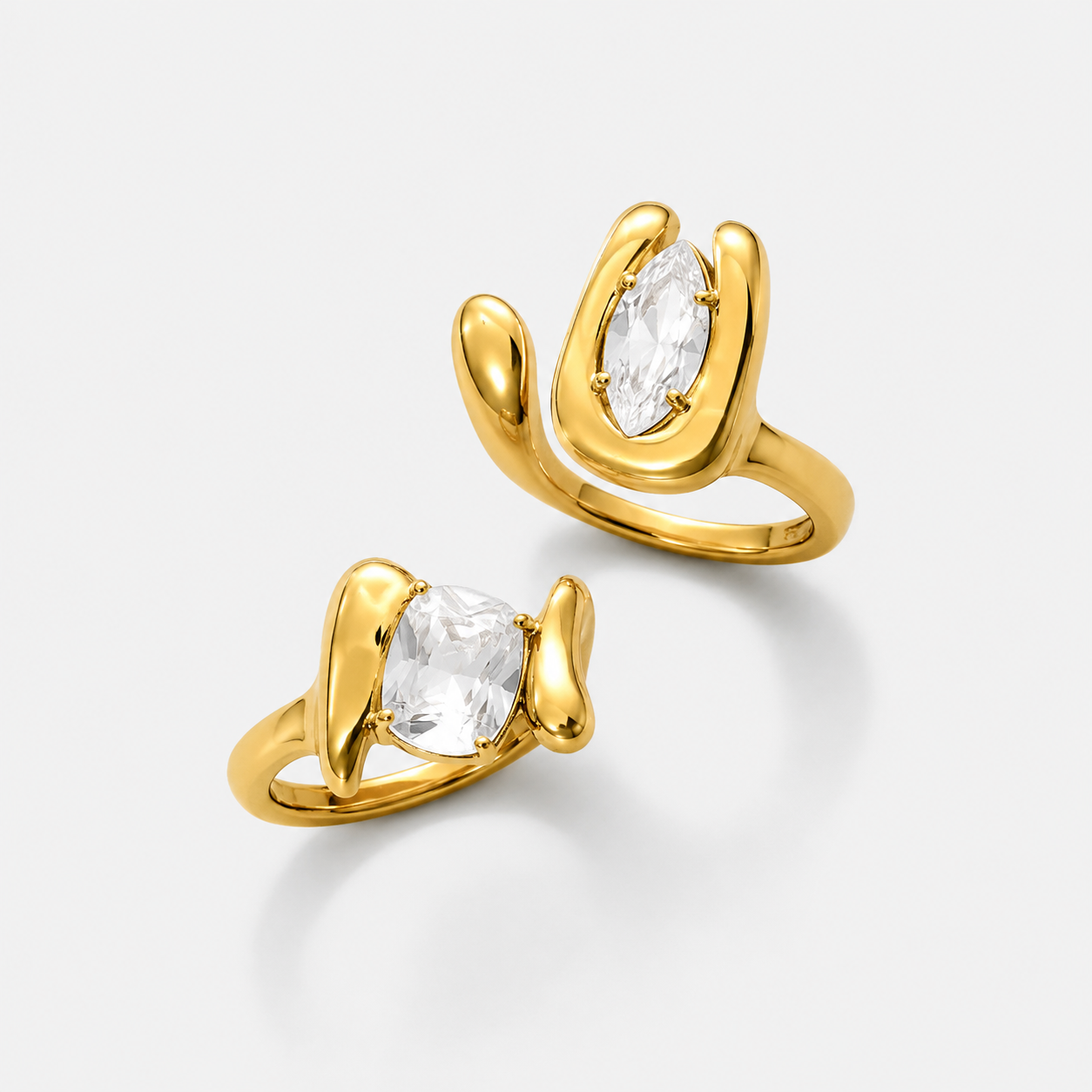 Timeless Gold Water Drop Zirconia Ring