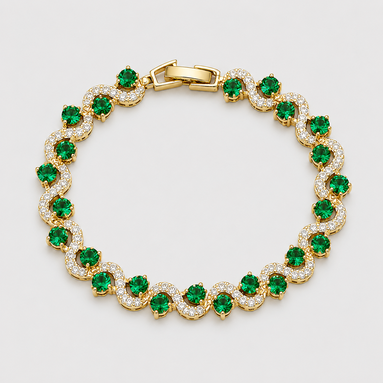 Emerald Crystal Gold Bracelet
