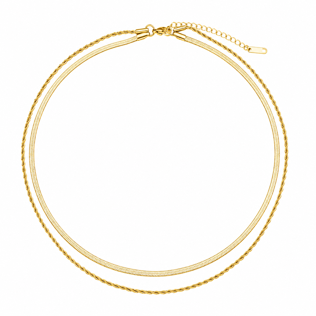 Flat Herringbone Layered Necklace