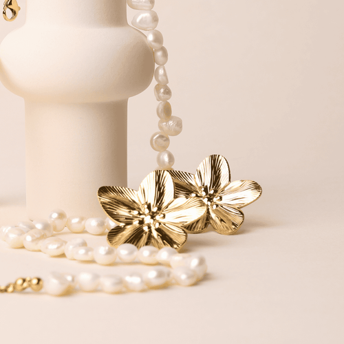 Bold Hibiscus Gold Earrings
