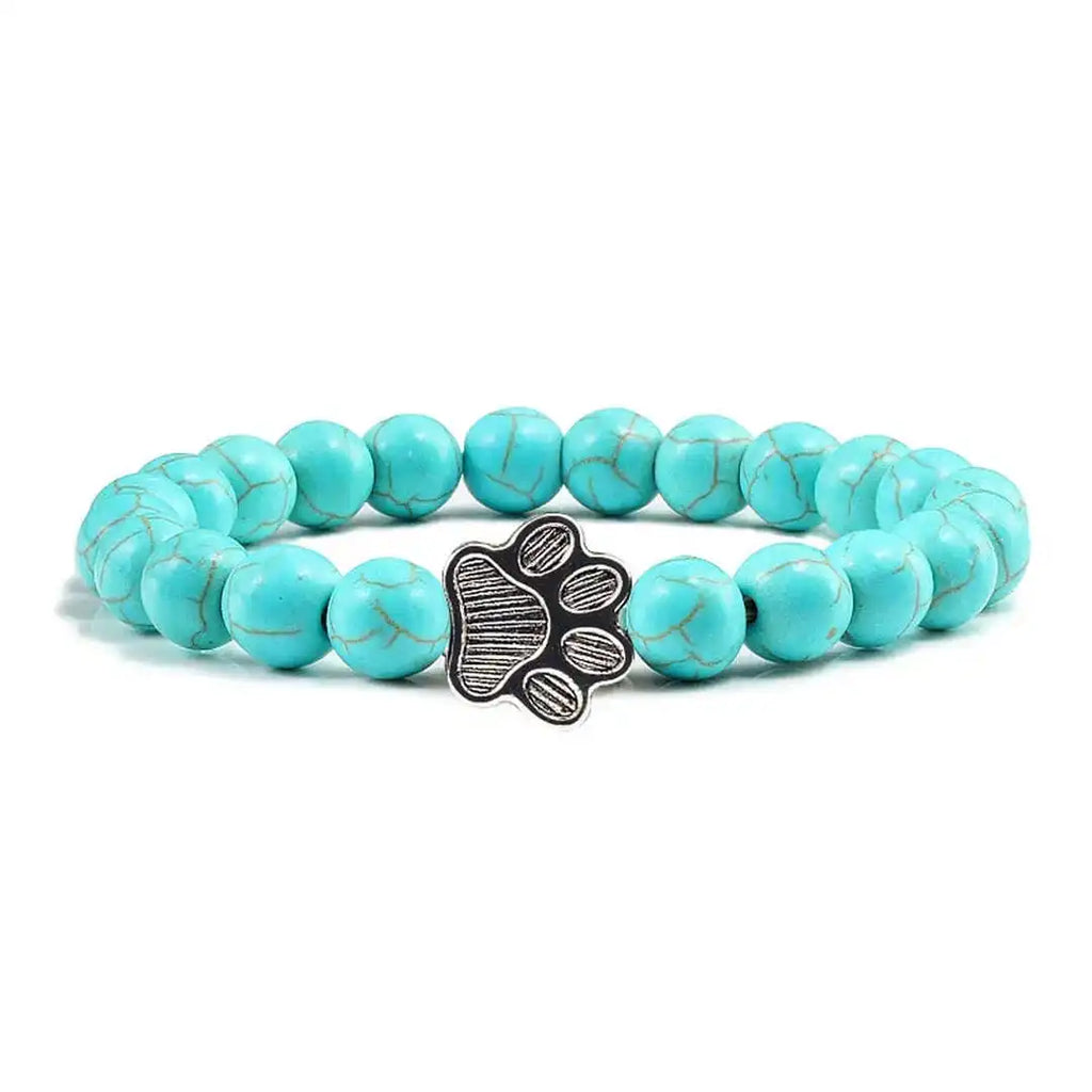 Beaded Paw Bracelet Natural Stone Design