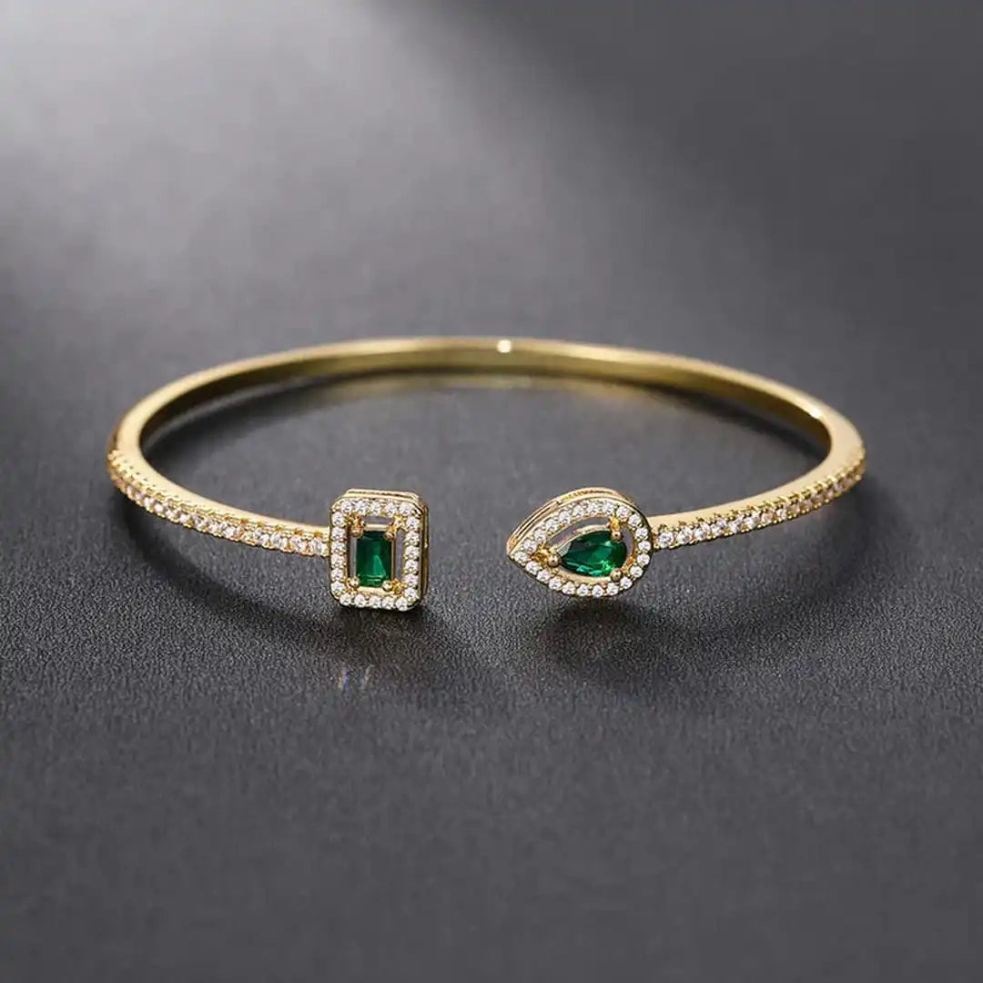 Elegant Emerald Open Cuff Bracele