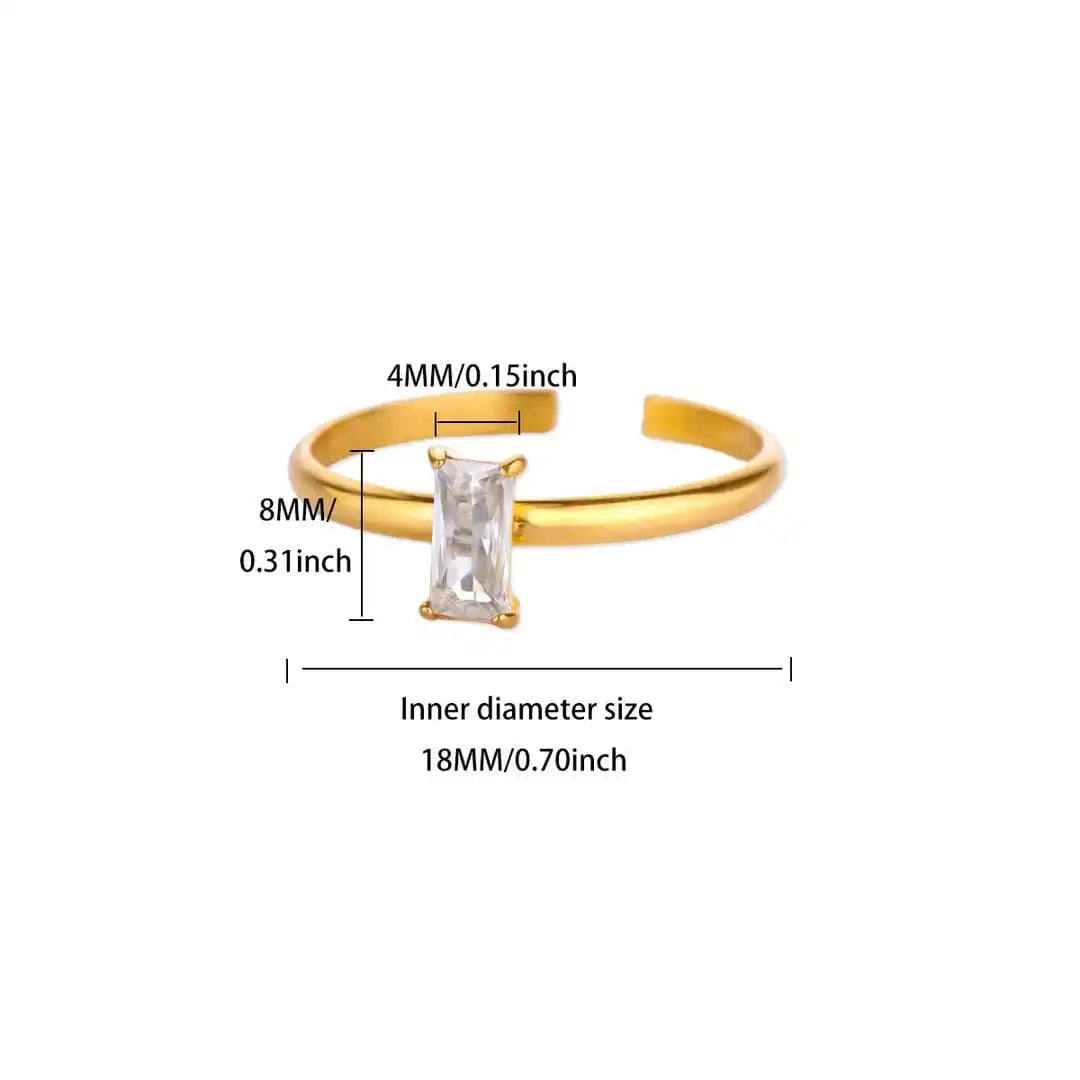 Adjustable Delicate Golden Ring with Colorful Gem