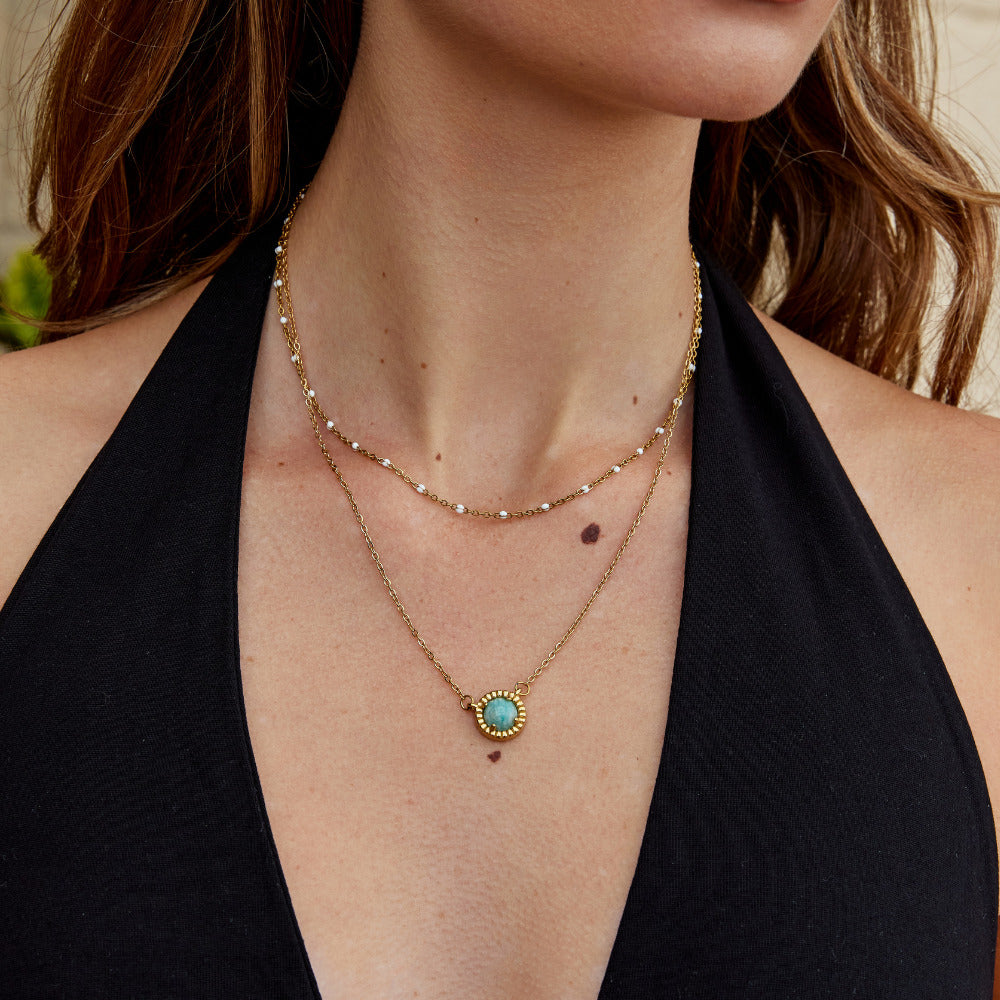 Vintage Round Amazonite Necklace