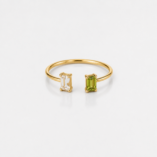 Adjustable Delicate Golden Ring with Colorful Gem – centered product image