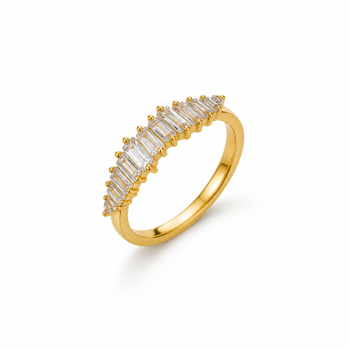 Baguette Stone Minimalist Ring – centered studio product photo