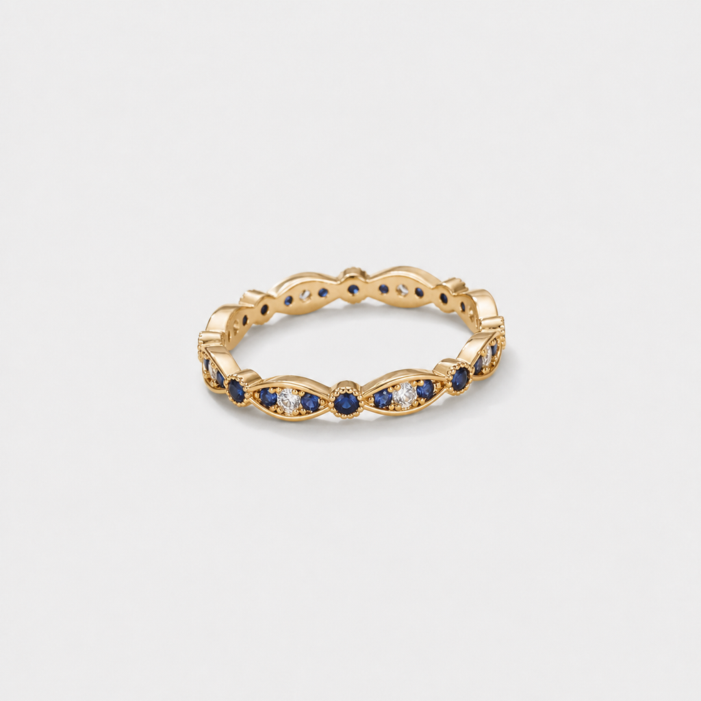 Blue Elegance Sparkle Ring – centered studio product photo