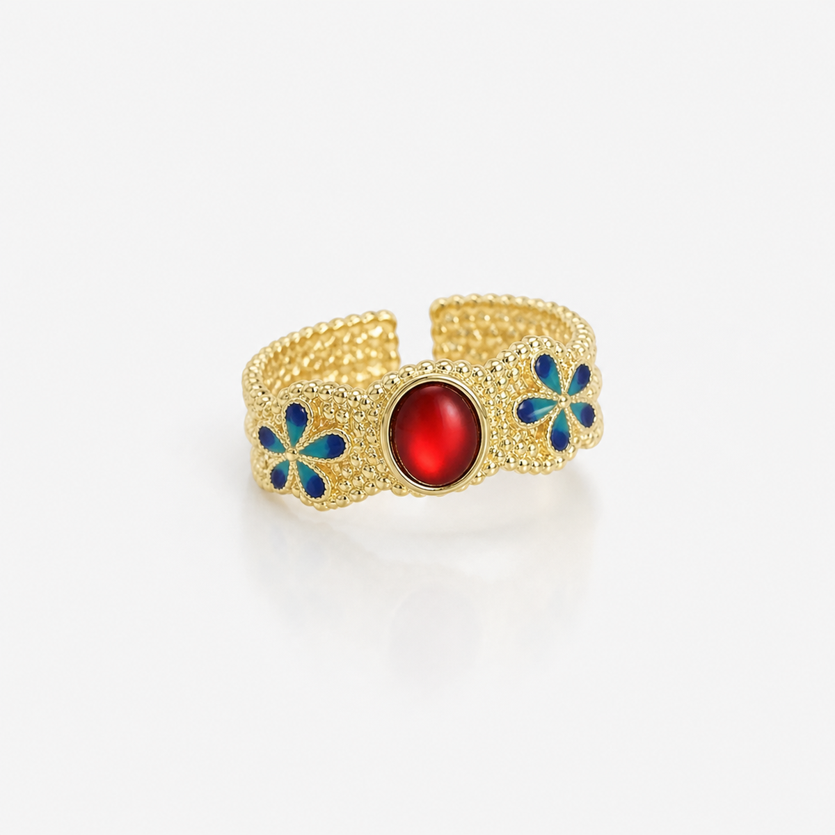 Classic Gold Floral Cuff Ring studio product photo
