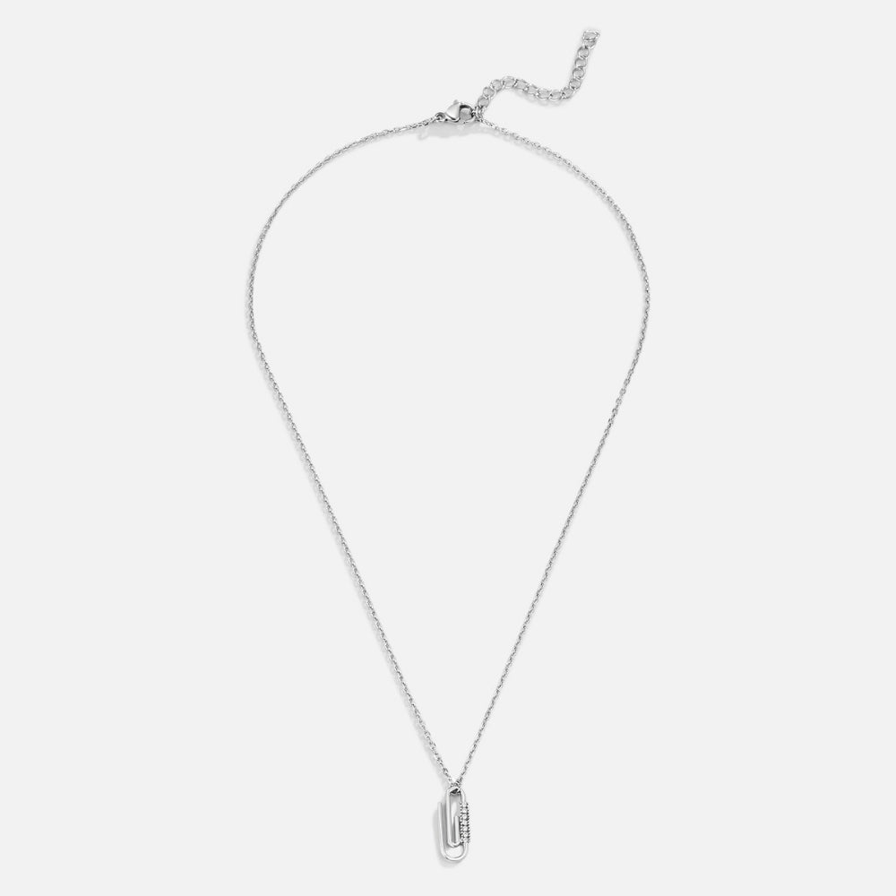 Crystal Paperclip Silver Necklace