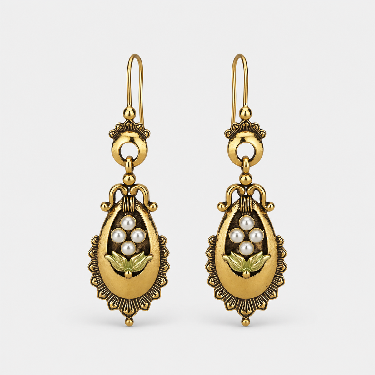 Maya Gold Pearl Flower Earrings