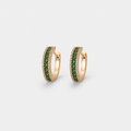 Elegant Emerald Glow Earrings — left and right pair on light gray background