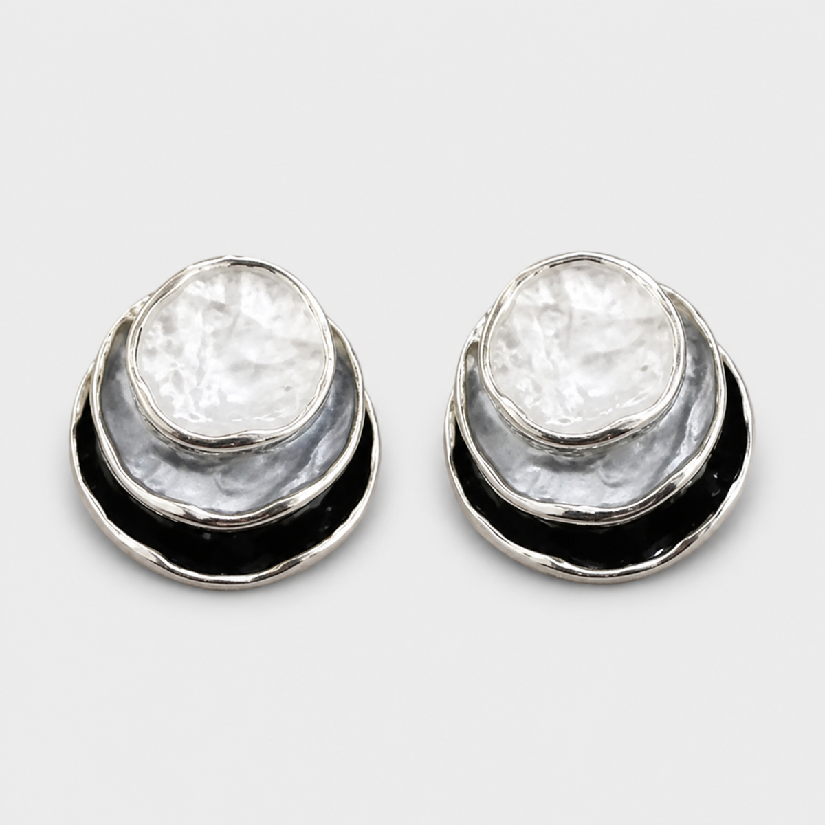 Ocean Hand Painted Layered Hoop Earrings – pair on light gray background