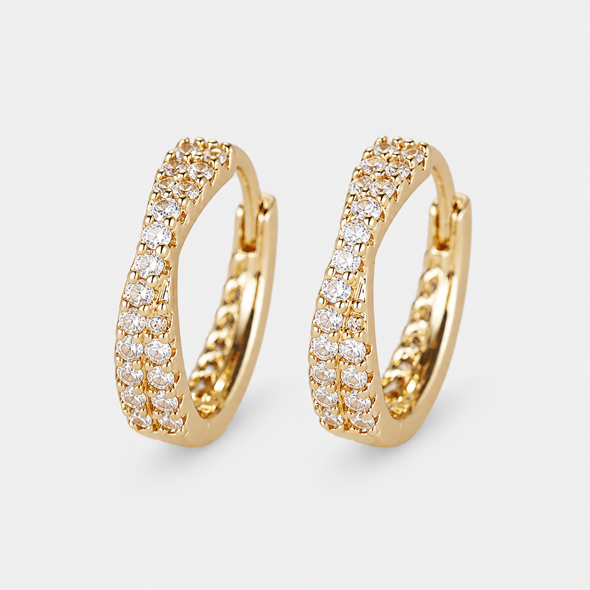 Vintage Zirconia Hoop Earrings – pair on light gray background