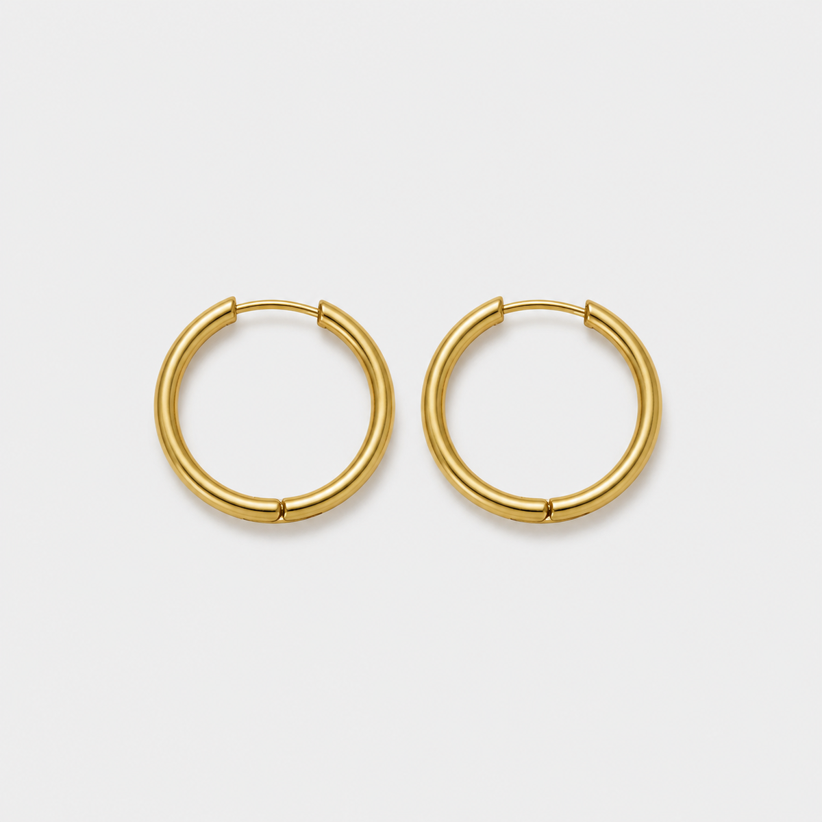 Set of 3 Pairs Everyday Hoops Gold or Silver – pair on light gray background