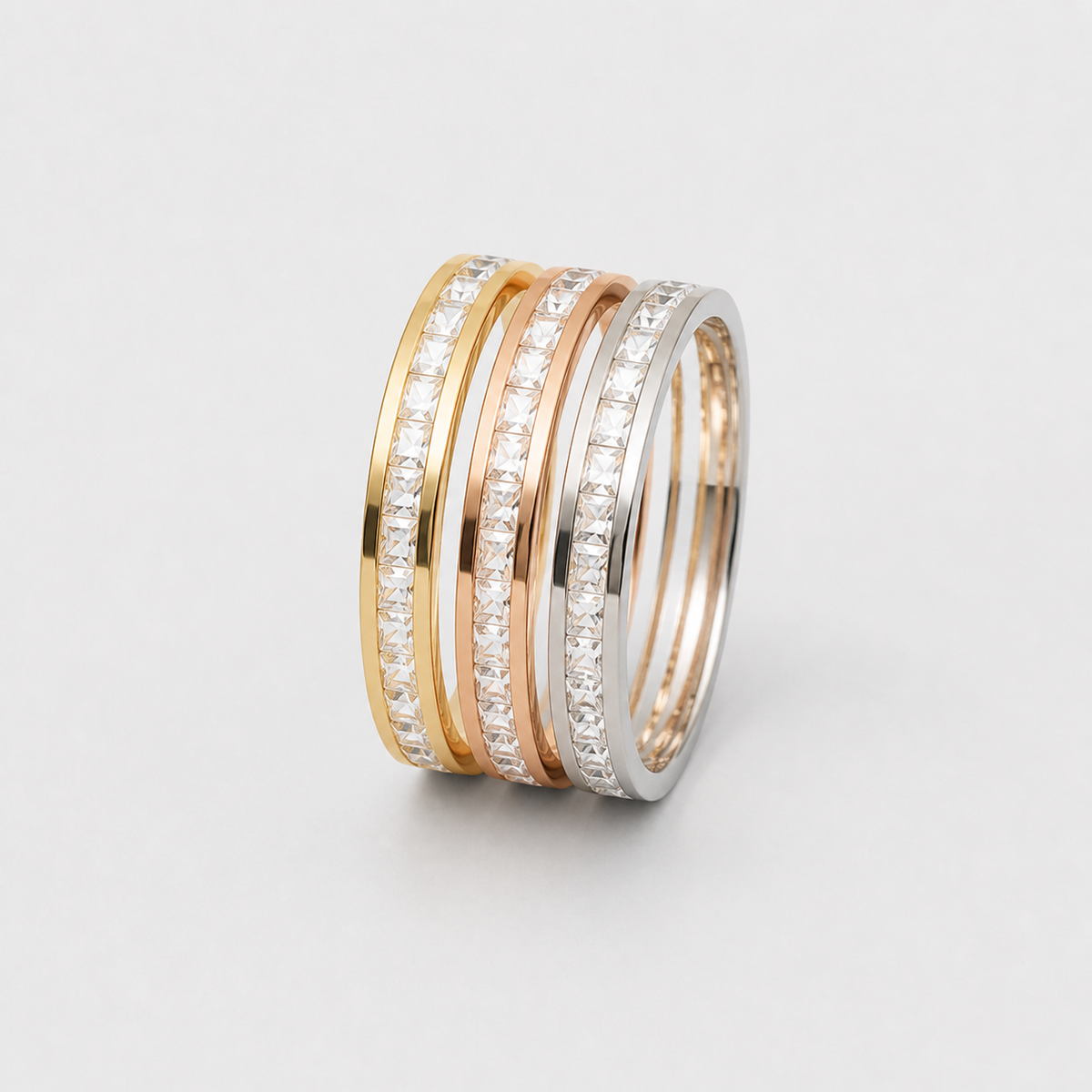 Eternity Shine Band Ring – centered light gray studio product photo