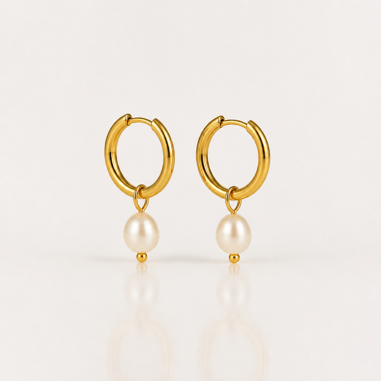Freshwater Pearl Drop Earrings on white studio background