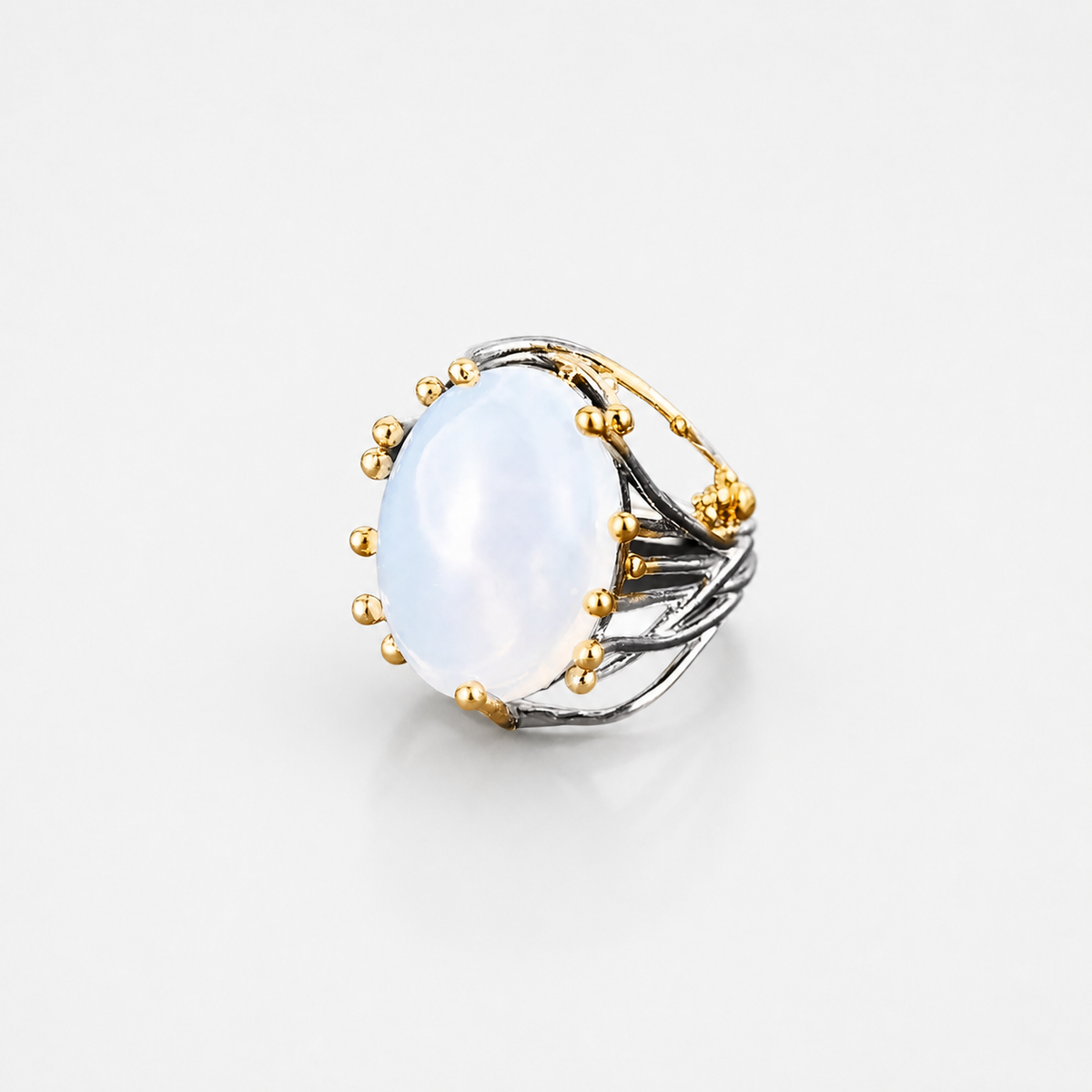 Galaxy Aura Moonstone Statement Ring studio product photo