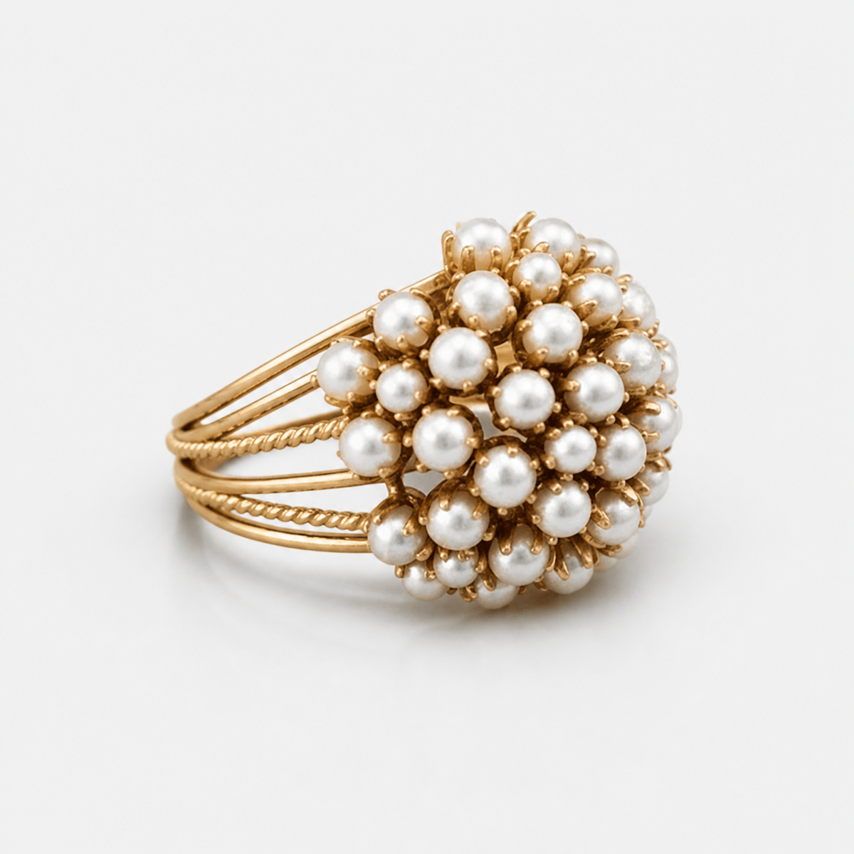 Handmade Inlaid Pearls Ring – centered product image