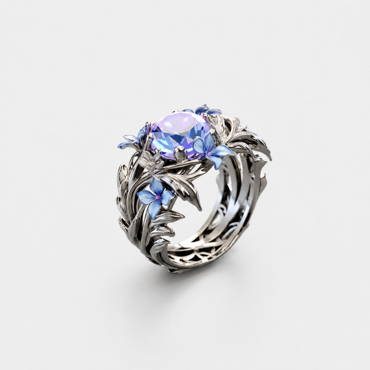 Lavender Bloom Heirloom Ring – centered studio product photo