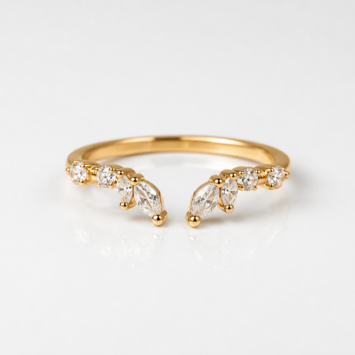 Lily Crystal Gold Vine Ring – studio product photo