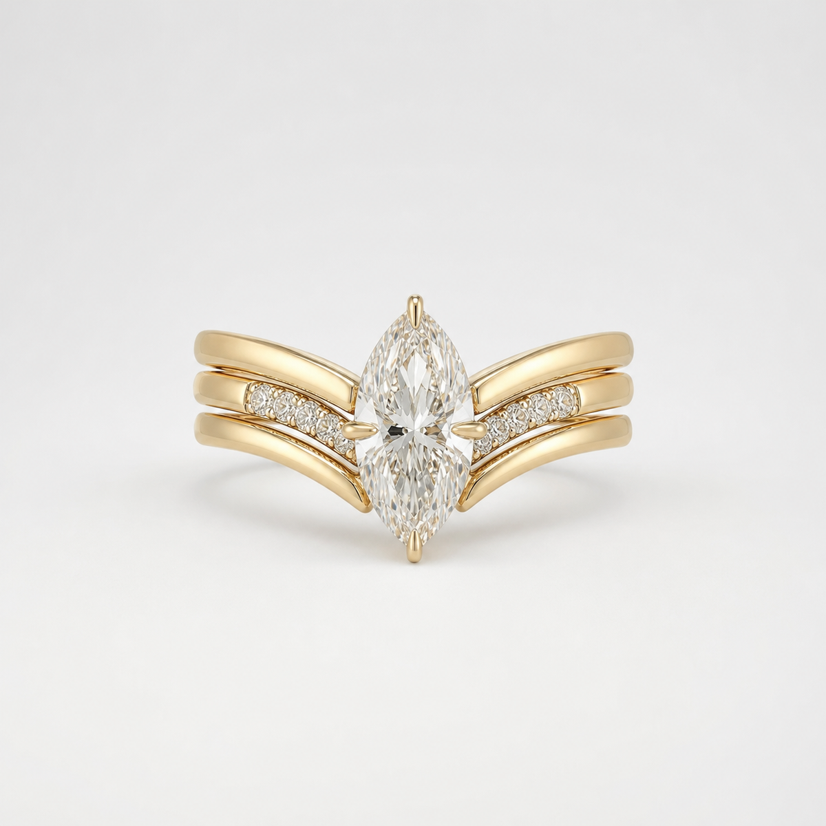 Marquise-Cut Ring Set on light gray studio background