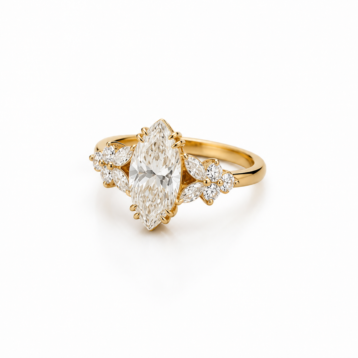 Marquise Floral Crystals Accent Ring – centered studio product photo