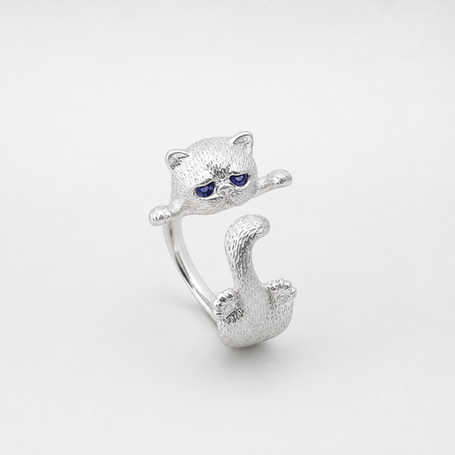 Adjustable Kitten Ring on light gray background