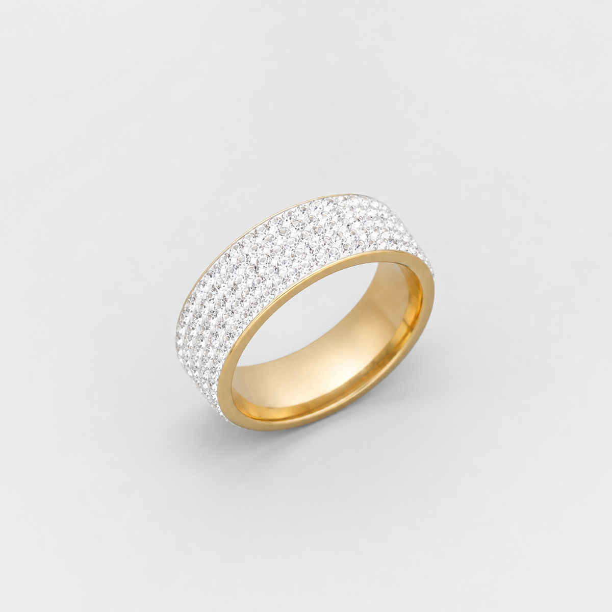 Pavelli Crystal Band Ring on light gray background