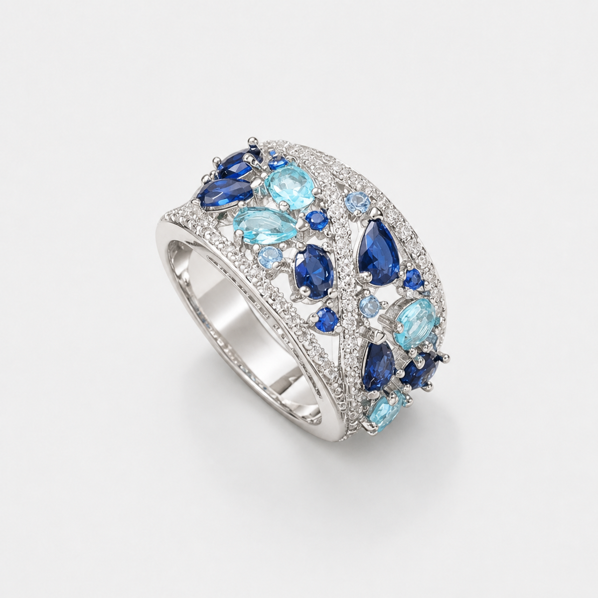 Vintage Pavé Marquise Cluster Ring – centered studio product photo