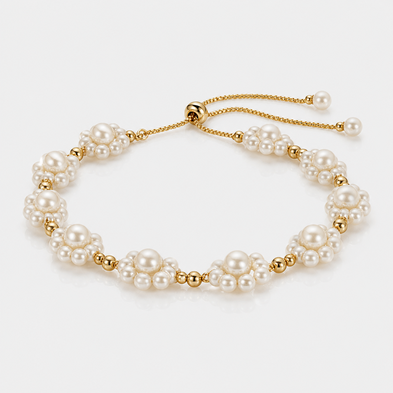 Pearl Blossom Cluster Chain Bracelet