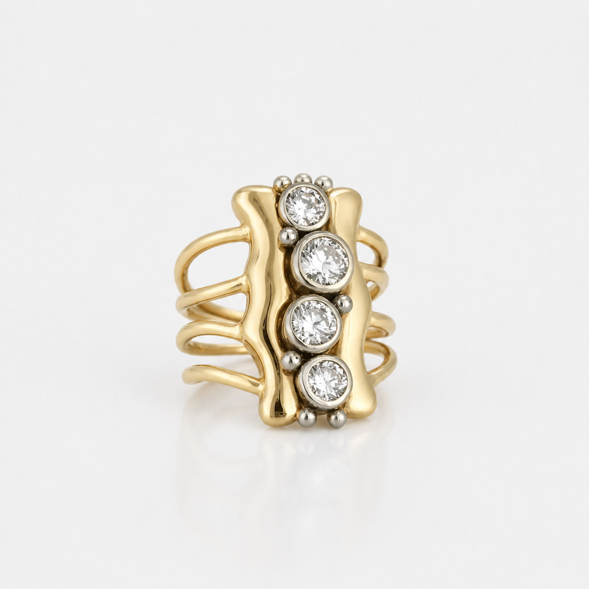 Refined Gold Multi Band Crystal Ring studio product photo