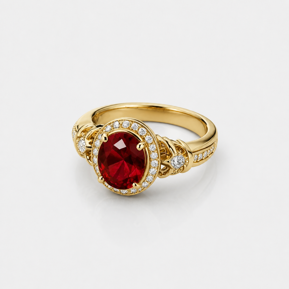 Ruby Halo Knot Statement Ring studio product photo