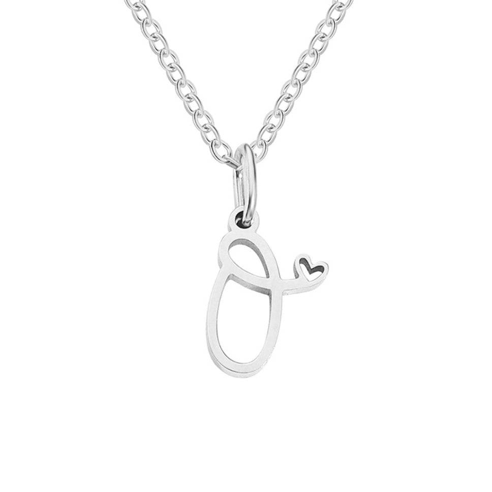 Silver Letter Heart Necklace