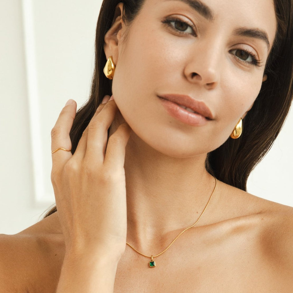 Square Pendant Birthstone Necklace