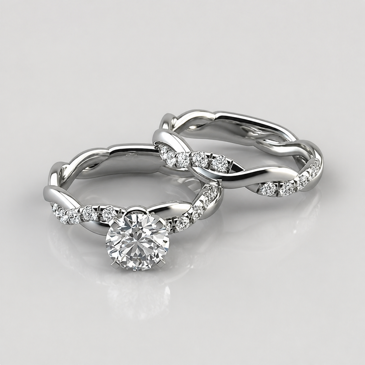 Twisted Crystal Fantasy Ring Set – centered light gray studio product photo