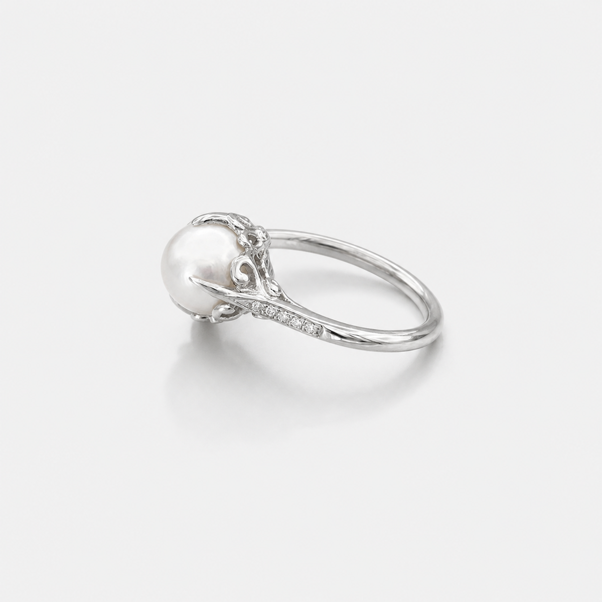 Twisted Fresh Water Pearl Accent Ring – centered studio product photo