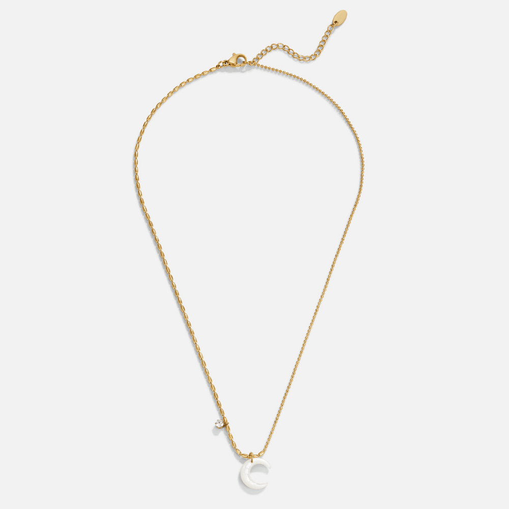 White Crescent Moon Necklace